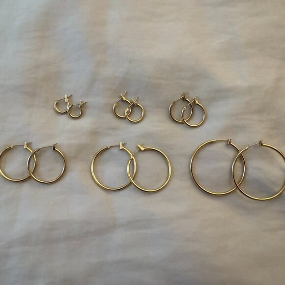 Gold Filled Hoop Earrings - set of 6 - Picture 1 of 2